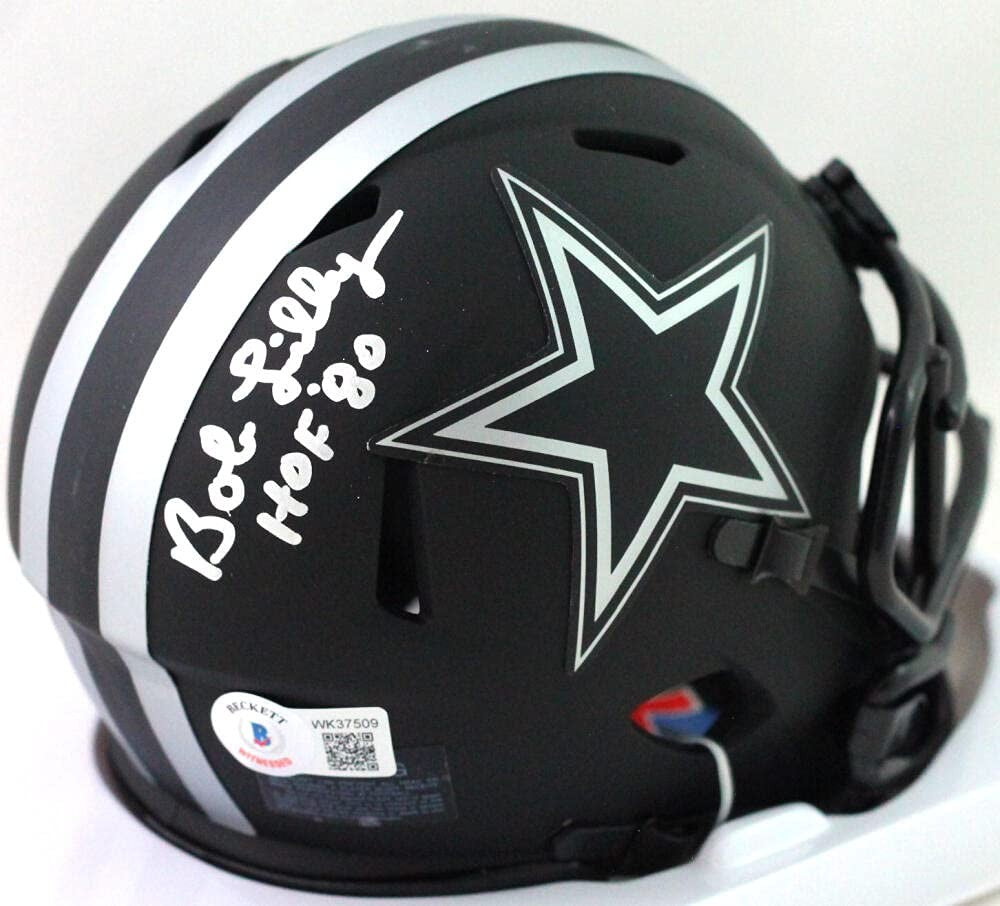 Bob Lilly Signed Dallas Cowboys Eclipse Mini Helmet with HOF Inscription