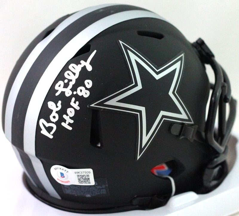 Bob Lilly Signed Dallas Cowboys Eclipse Mini Helmet with HOF Inscription