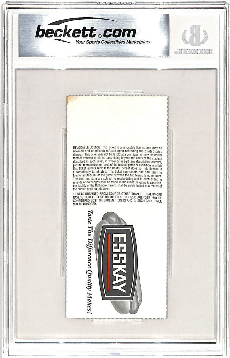 Ray Lewis Signed Baltimore Ravens 12/01/96 Ticket Stub Beckett Slabbed