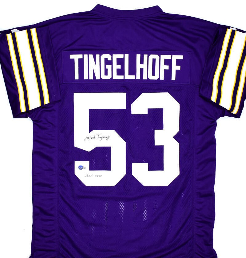 Mick Tingelhoff Autographed Minnesota Vikings Custom Purple Jersey (HOF)