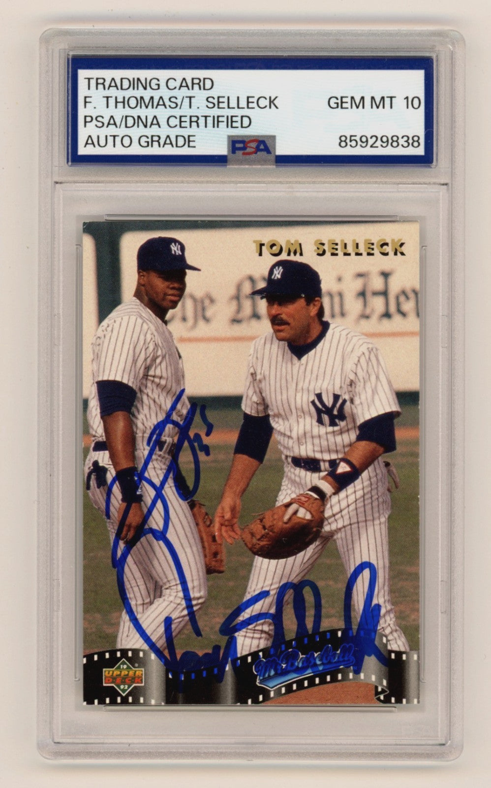 Tom Selleck & Frank Thomas Signed 1992 Upper Deck #SP4 Mr. Baseball Card
