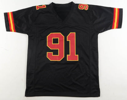 Tamba Hali Autographed Kansas City Chiefs Black Custom Jersey