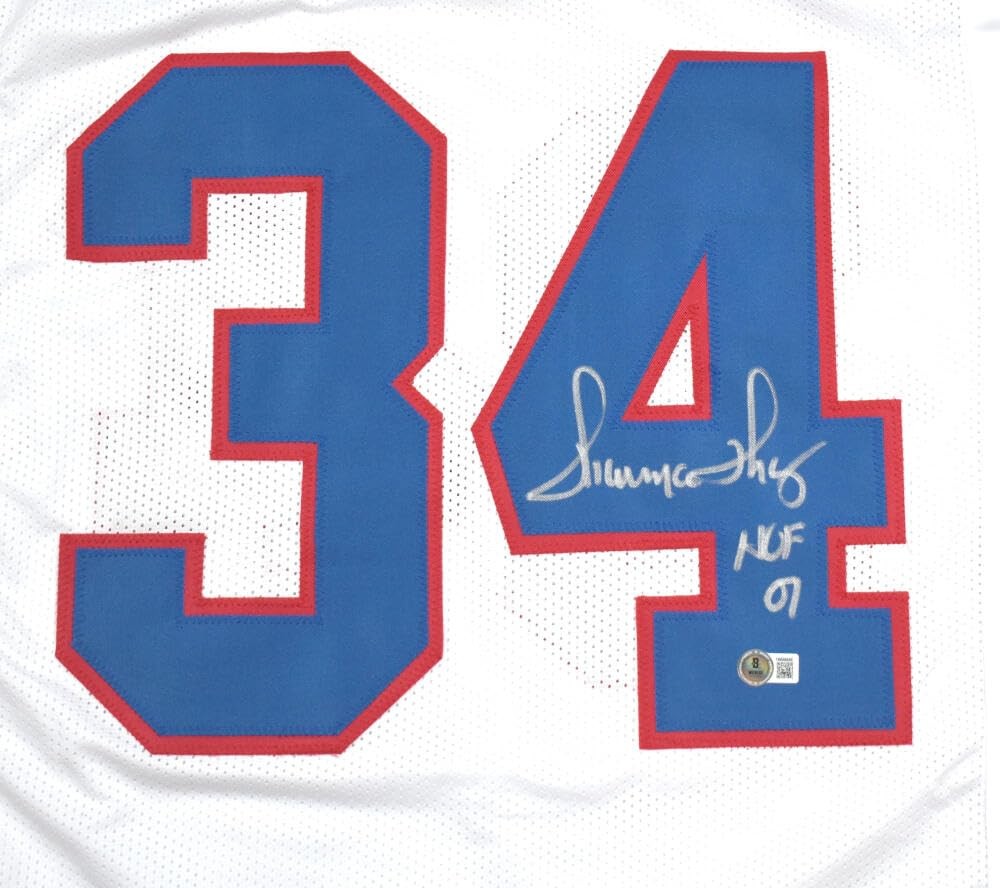 Thurman Thomas Autographed Buffalo Bills Custom White Jersey (HOF Inscription)