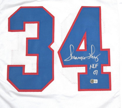 Thurman Thomas Autographed Buffalo Bills Custom White Jersey (HOF Inscription)
