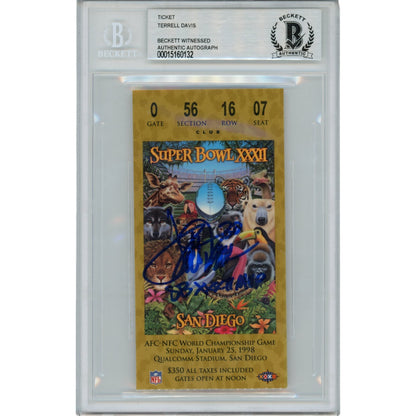 Terrell Davis Signed Denver Broncos Super Bowl XXXII Ticket Stub (BAS)