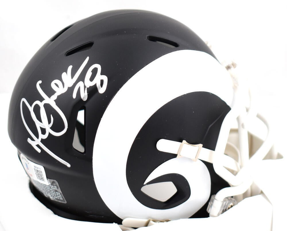 Marshall Faulk Signed St. Louis Rams Flat Black Speed Mini Helmet