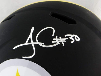 James Conner Autographed Pittsburgh Steelers Full Size Flat Black Helmet