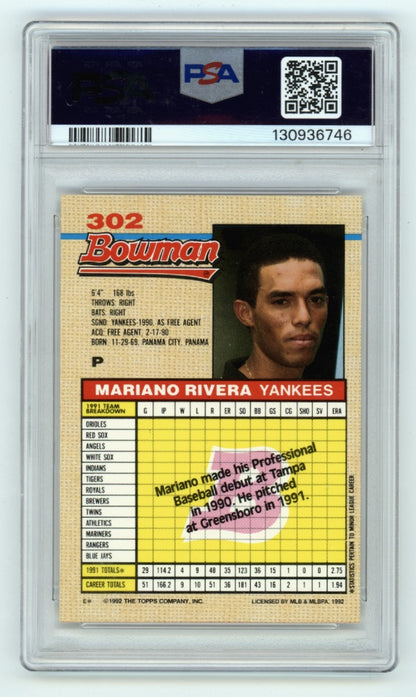 Mariano Rivera Signed 1992 Bowman #302 Rookie Card PSA 10 Auto