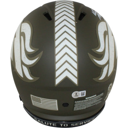 Bo Nix Denver Broncos Autographed Authentic Salute to Service Full Size Helmet