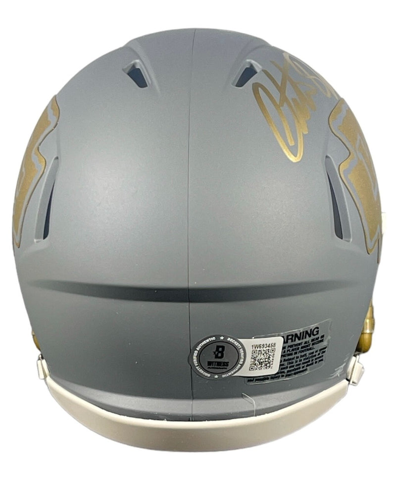 Christian Okoye Signed Kansas City Chiefs Slate Mini Helmet (Beckett)