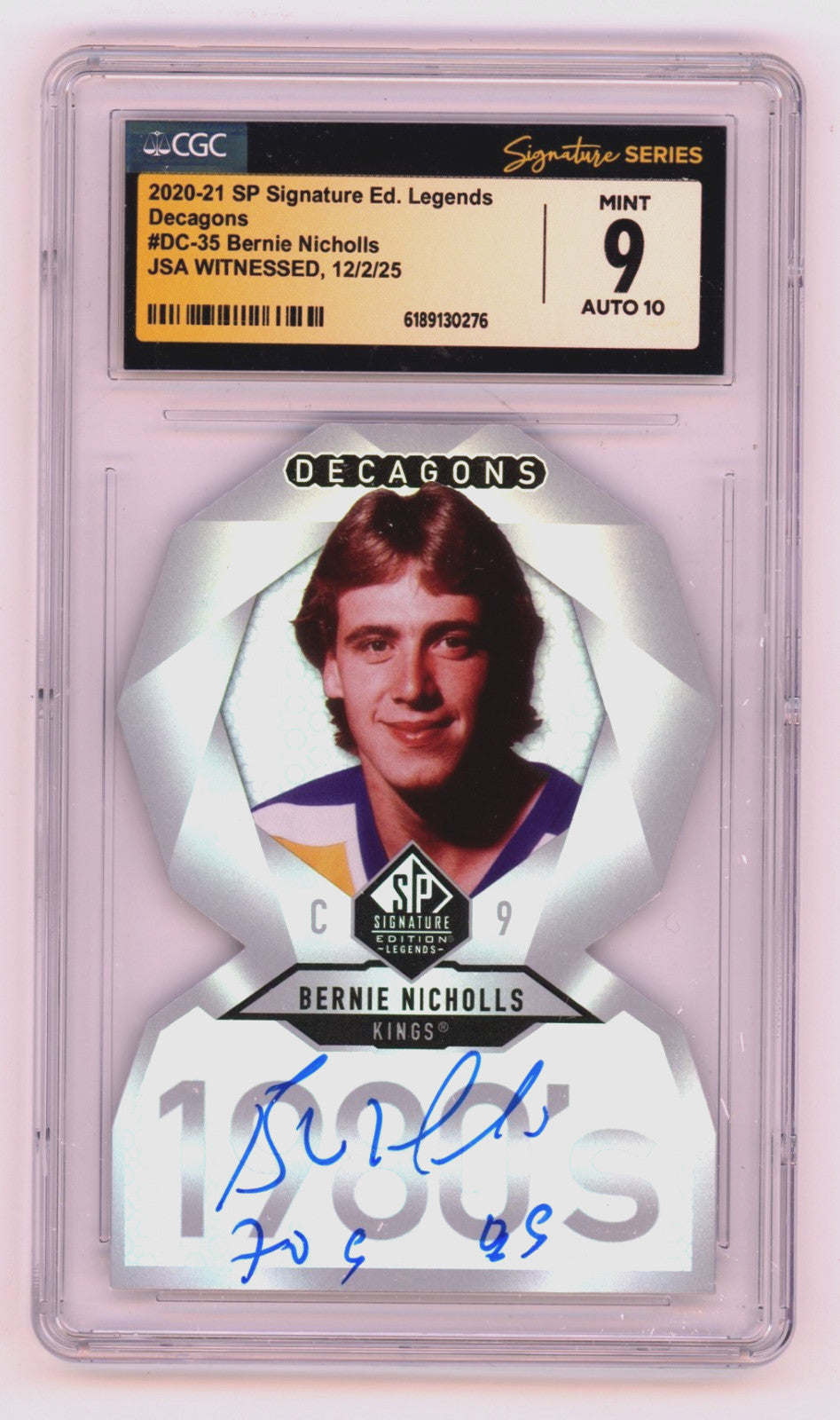 Bernie Nicholls Signed 2020-21 Upper Deck SE Decagons Card CGC 9/10 Auto