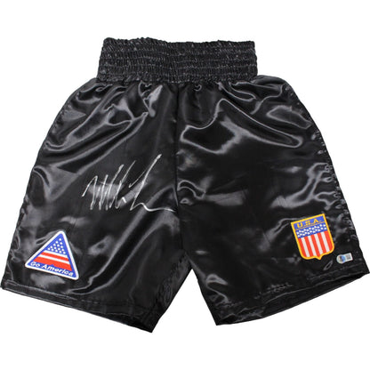 Mike Tyson Autographed Black Boxing Trunks