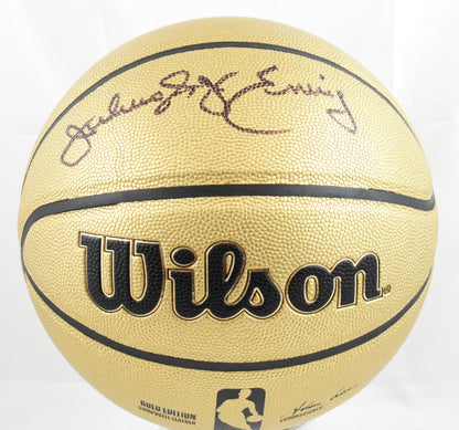 Julius Erving Signed NBA Wilson Gold Edition Basketball