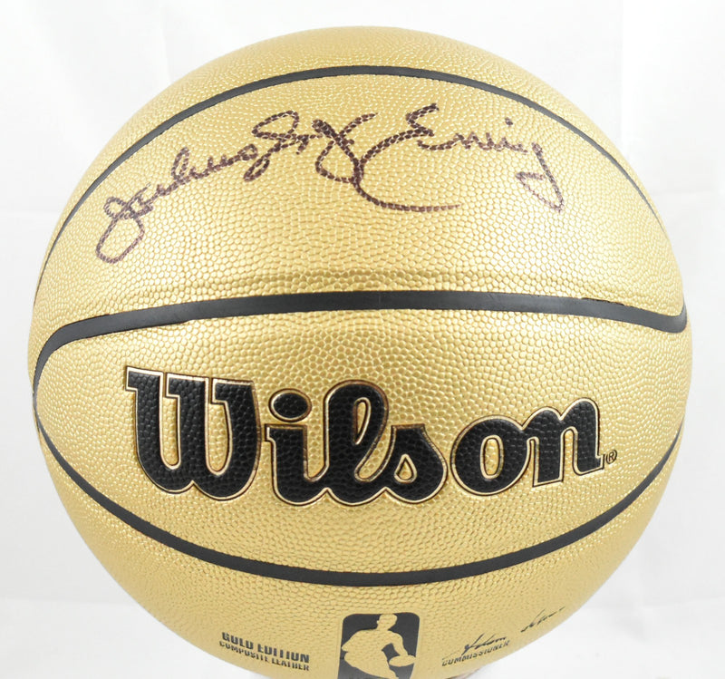 Julius Erving Signed NBA Wilson Gold Edition Basketball