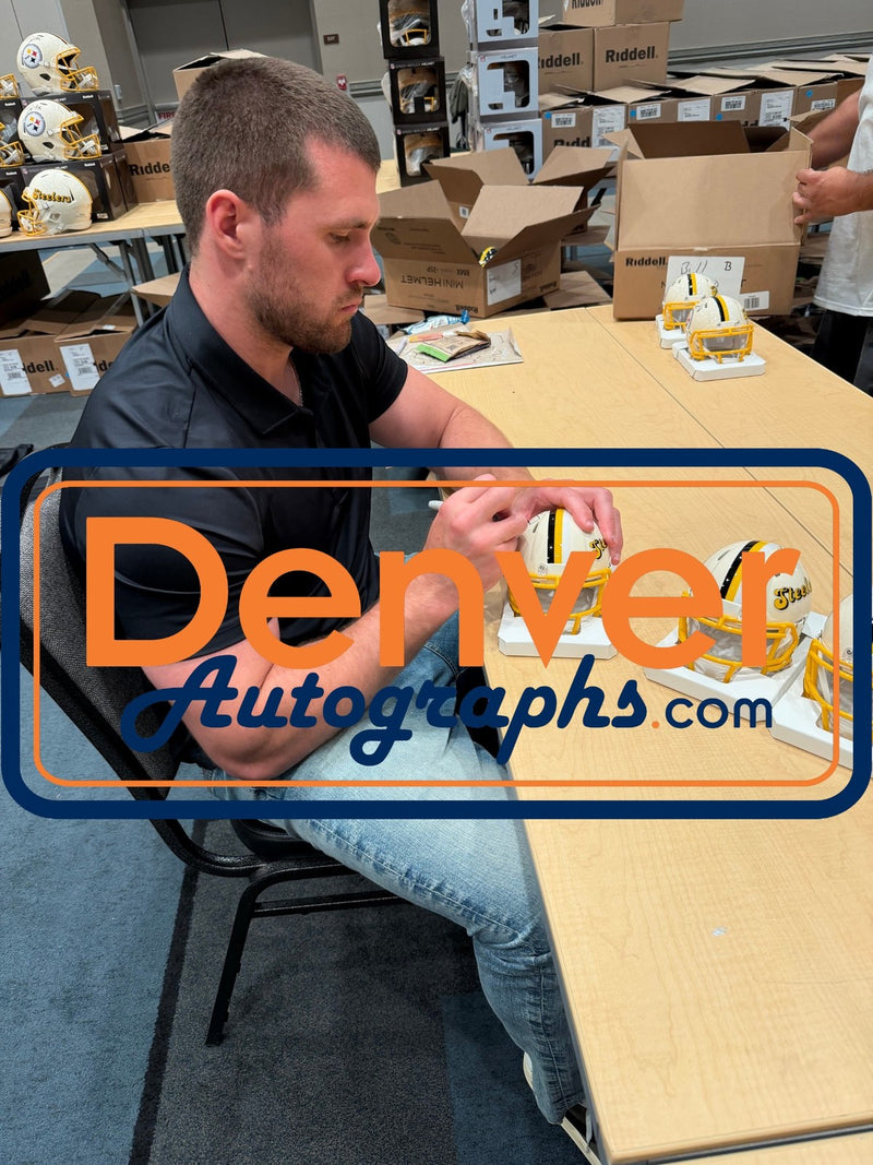 TJ Watt Autographed Pittsburgh Steelers Retro Mini Helmet (Beckett Witness)