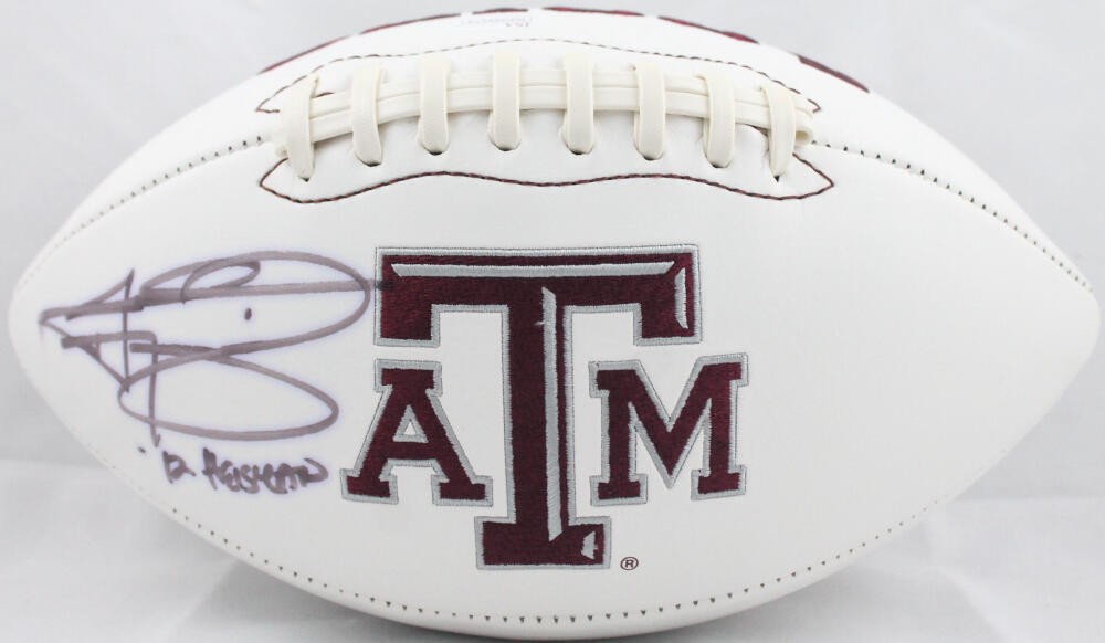 Johnny Manziel Signed Texas A&M Aggies Logo Football - Heisman Inscription