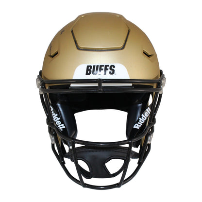 Travis Hunter Colorado Buffaloes Autographed Gold SpeedFlex Full Size Helmet