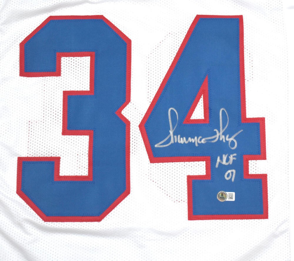 Thurman Thomas Autographed Buffalo Bills Custom White Jersey (HOF Inscription)