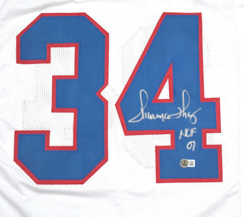 Thurman Thomas Autographed Buffalo Bills Custom White Jersey (HOF Inscription)