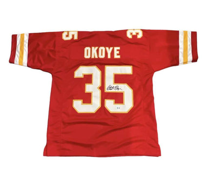 Christian Okoye Signed Kansas City Chiefs Custom Football Jersey (BAS)