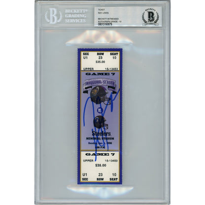 Ray Lewis Autographed Baltimore Ravens 12/01/96 Full Ticket Stub (Slabbed)