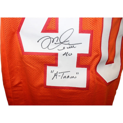 Mike Alstott Autographed Orange Throwback Custom Jersey "A-Train" Inscription