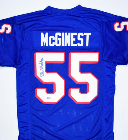 Willie McGinest Autographed Blue Custom Football Jersey