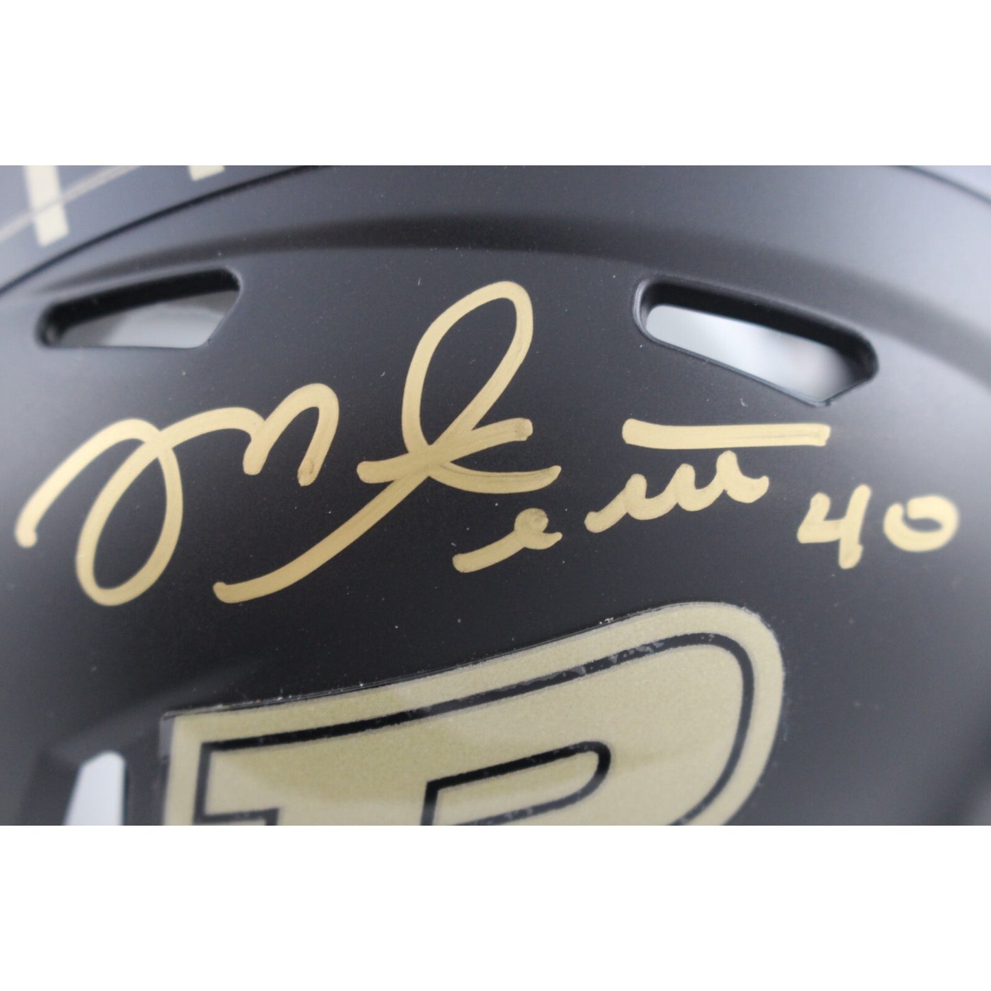 Mike Alstott Autographed Purdue Boilermakers Black Speed Mini Helmet