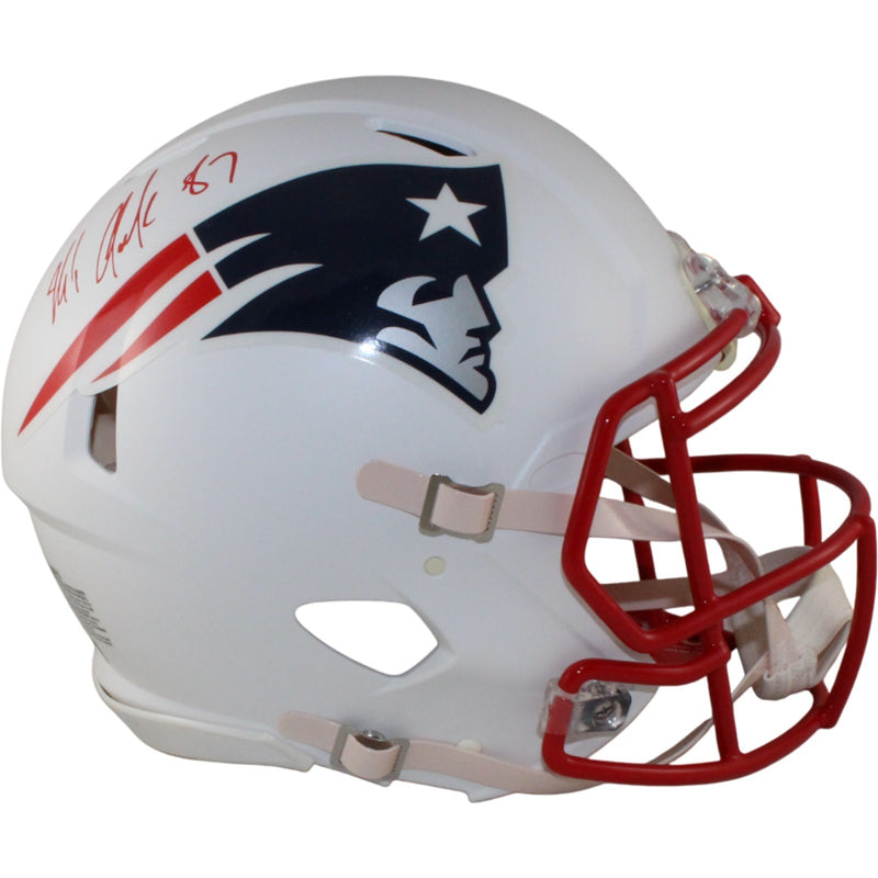 Rob Gronkowski Signed New England Patriots Authentic Pro Flat White Helmet