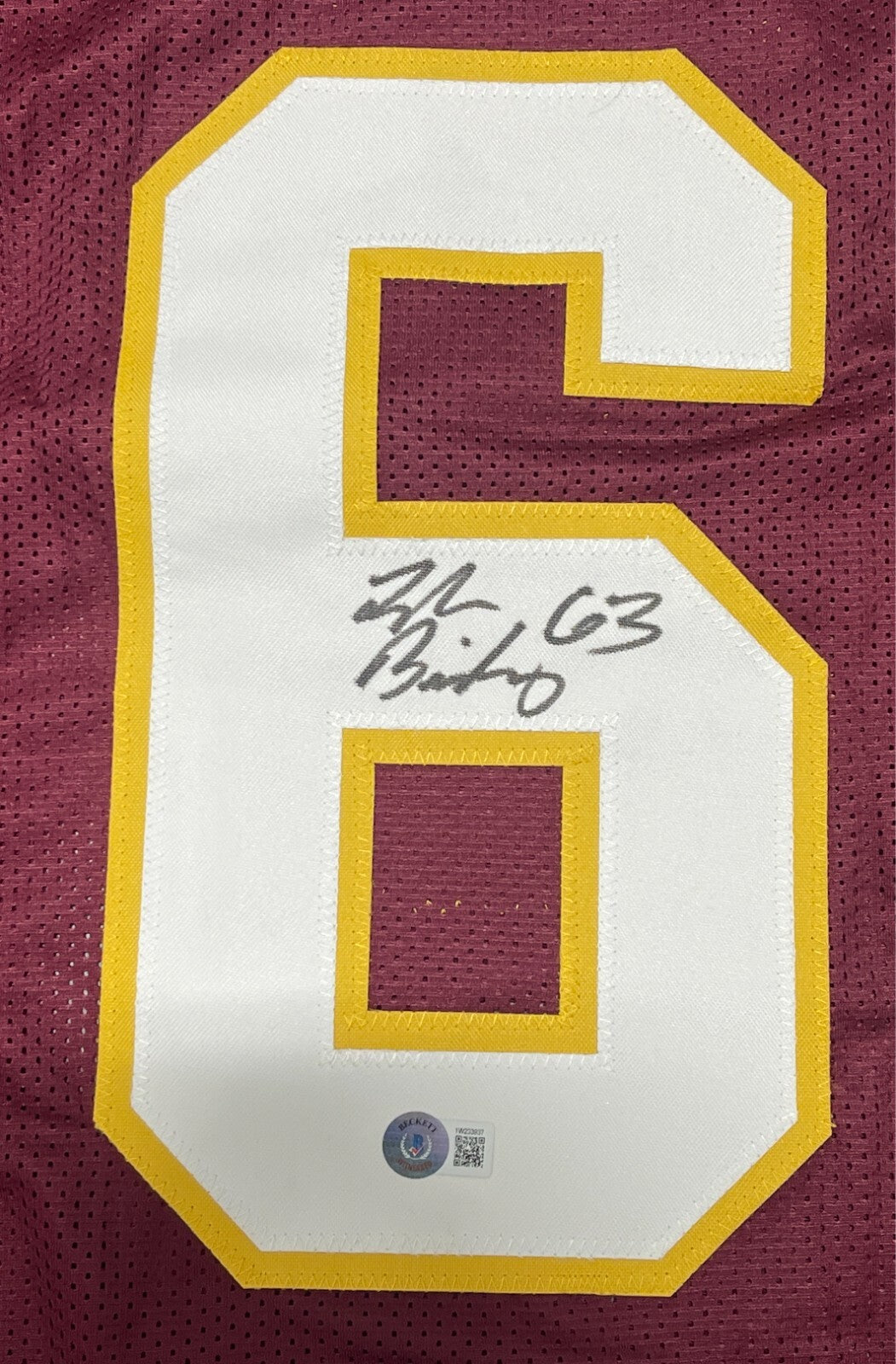 Tyler Biadasz Signed Washington Custom Jersey (Beckett BAS COA)