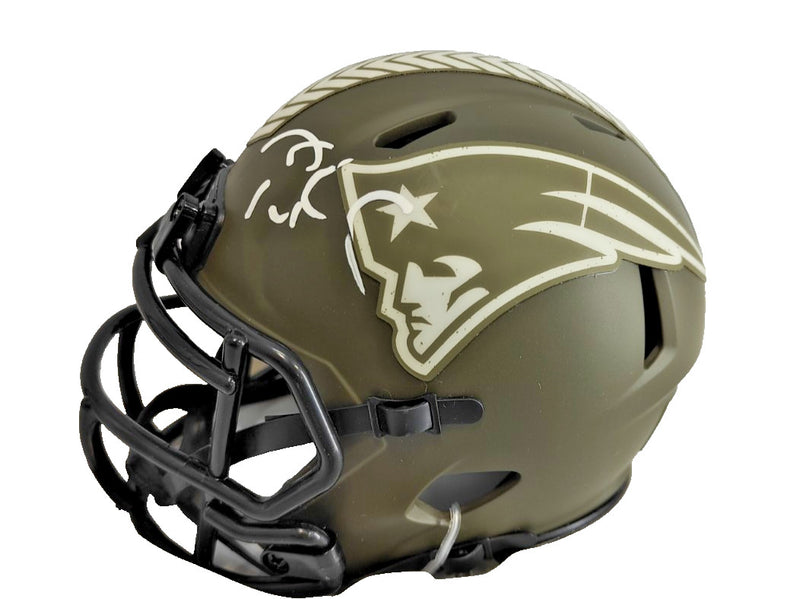Tom Brady New England Patriots Salute to Service Mini Helmet Fanatics COA