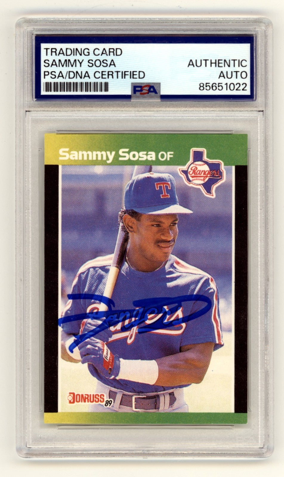 Sammy Sosa Signed 1989 Donruss Baseball's Best Rookie Card - PSA Authe ...