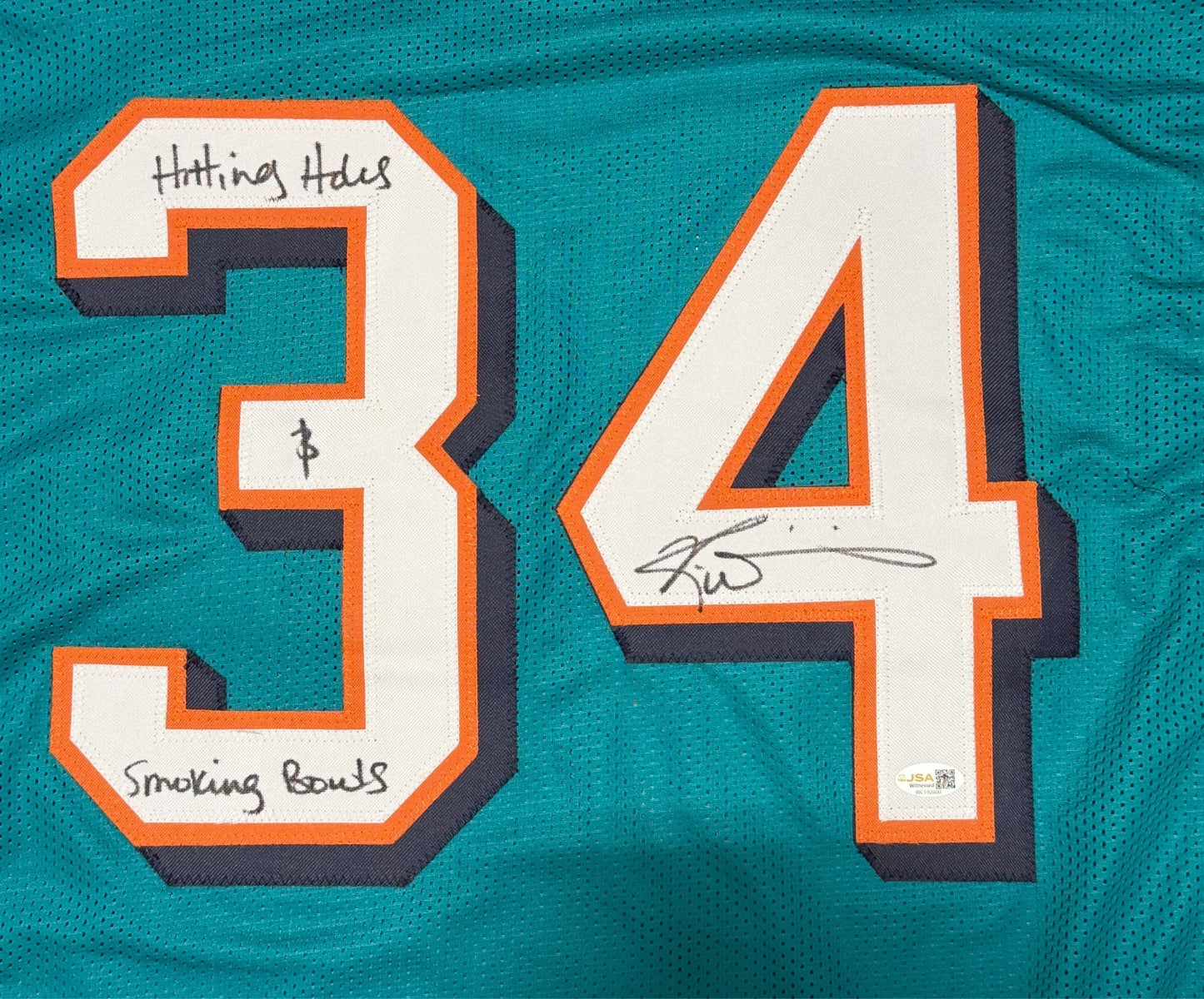 Ricky Williams Signed Miami Dolphins Custom Jersey - Weed Inscription