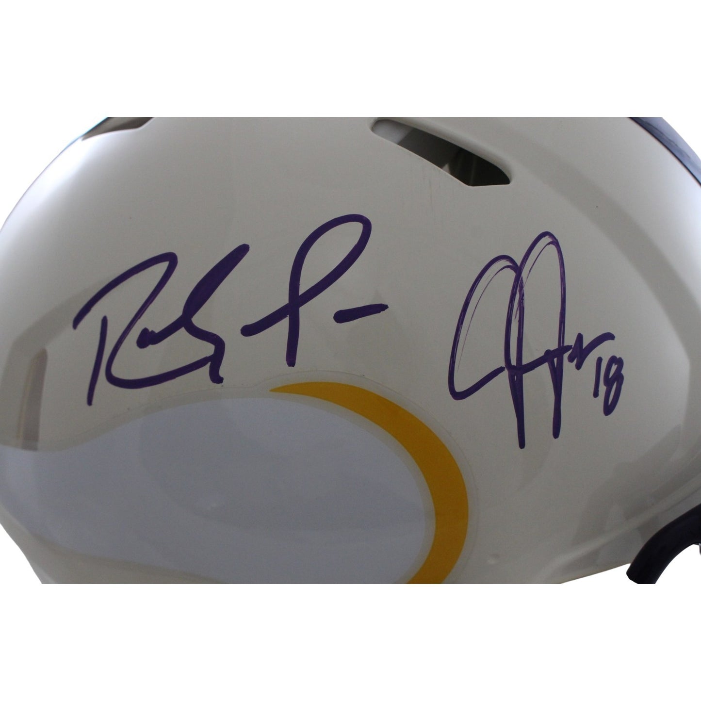 Randy Moss & Justin Jefferson Signed Minnesota Vikings Full Size Retro Helmet