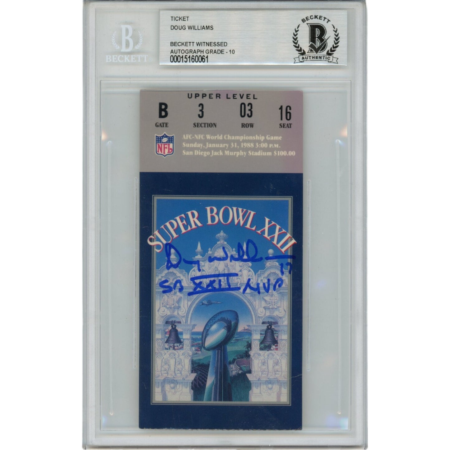 Doug Williams Washington Redskins Autographed Super Bowl XXII Ticket Stub