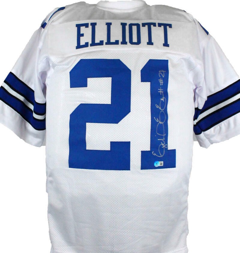 Ezekiel Elliott Autographed White Custom Football Jersey