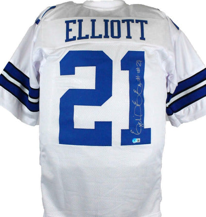 Ezekiel Elliott Autographed White Custom Football Jersey