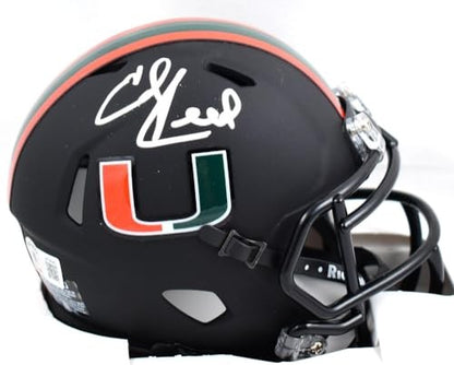 Ed Reed Signed Miami Hurricanes Nights Edition Mini Helmet