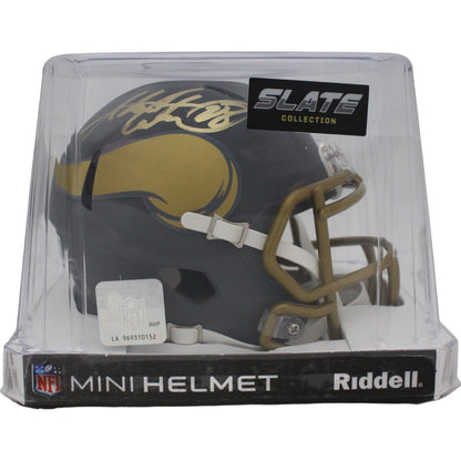 Adrian Peterson Signed Minnesota Vikings Slate Mini Helmet Beckett