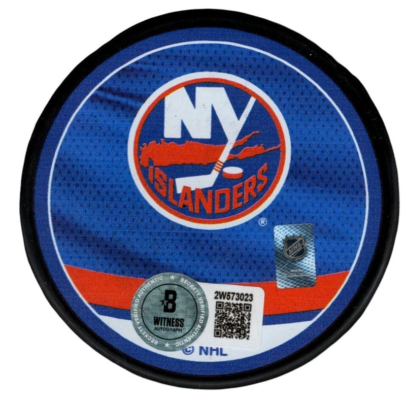 Billy Smith Signed New York Islanders Reverse Retro Hockey Puck (HOF 93)