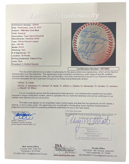 1989 New York Mets Team Signed Official National League Baseball (JSA LOA)