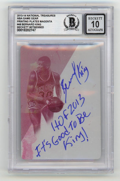 Bernard King Autographed 2013-14 National Treasures 1/1 Printing Plate BGS 10