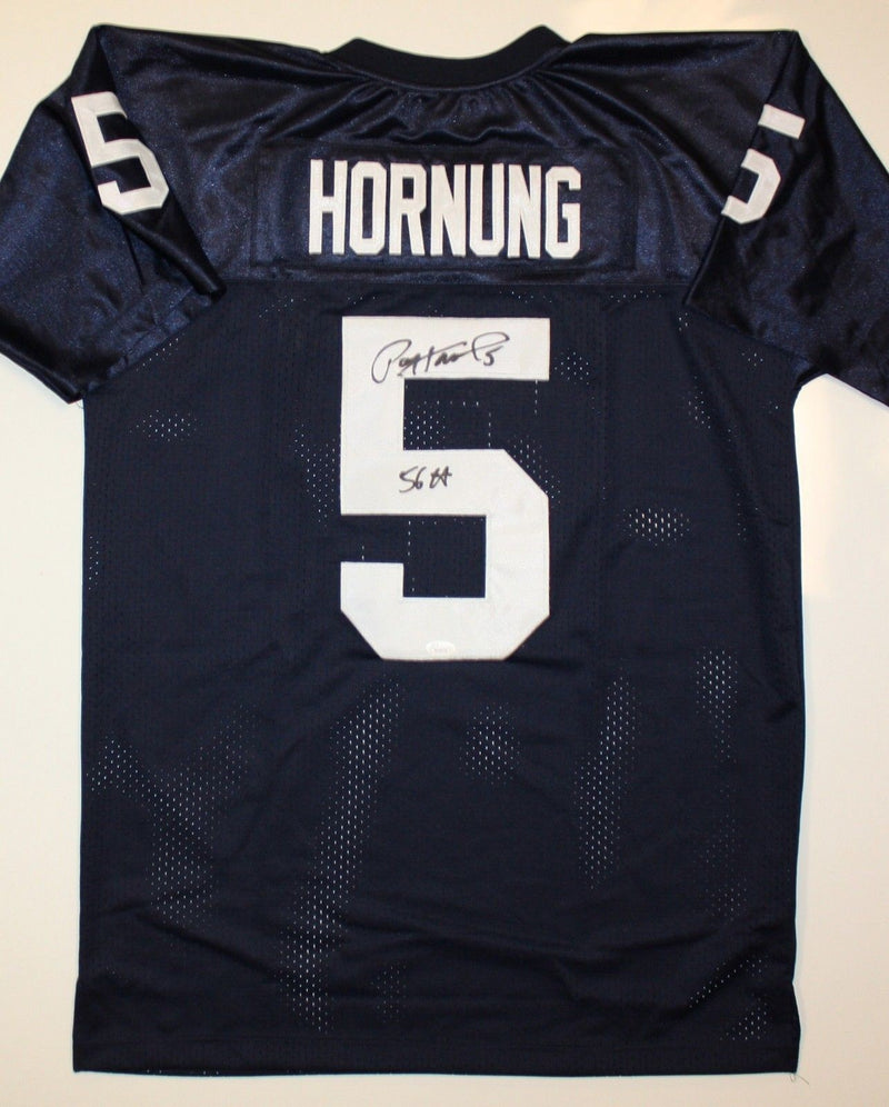 Paul Hornung Signed Navy Blue College Style Jersey - 56 HT Inscription