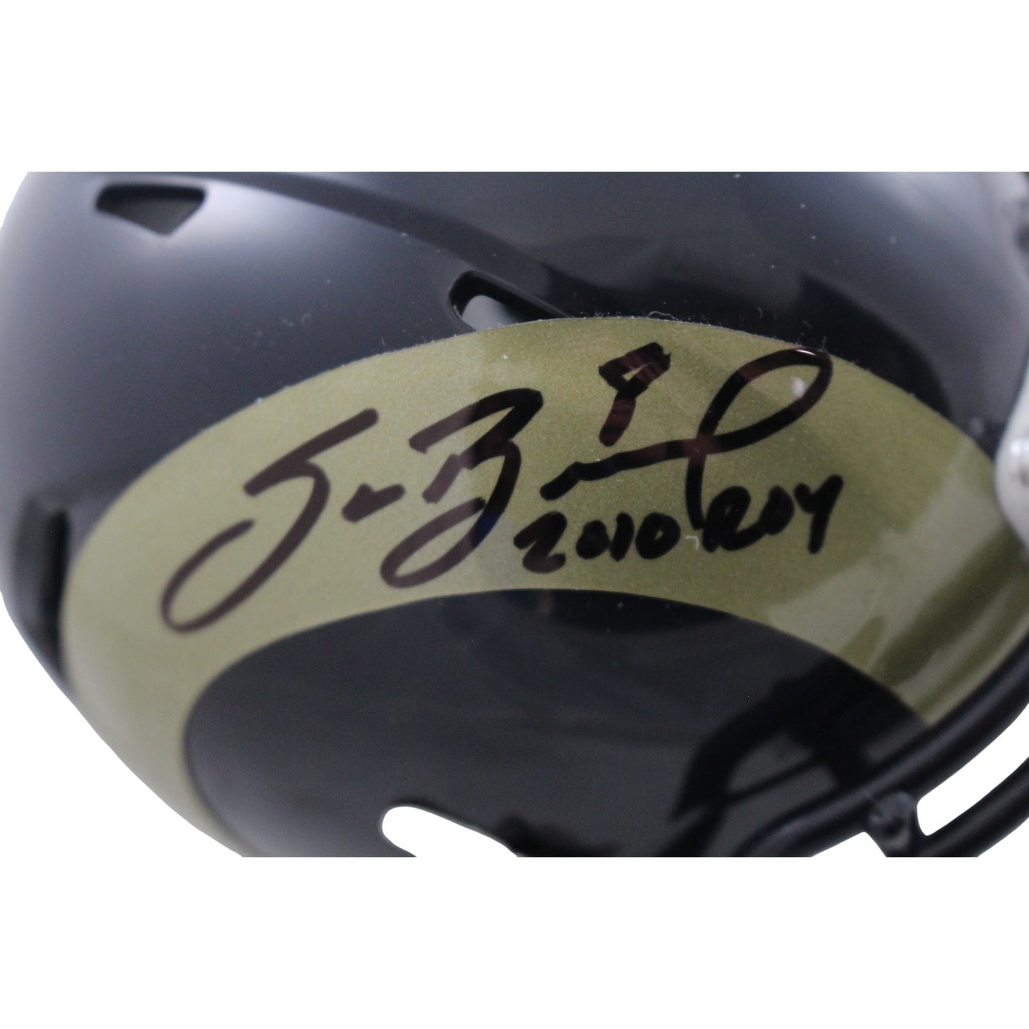 Sam Bradford Signed St. Louis Rams Mini Helmet 2010 ROY Inscription BAS