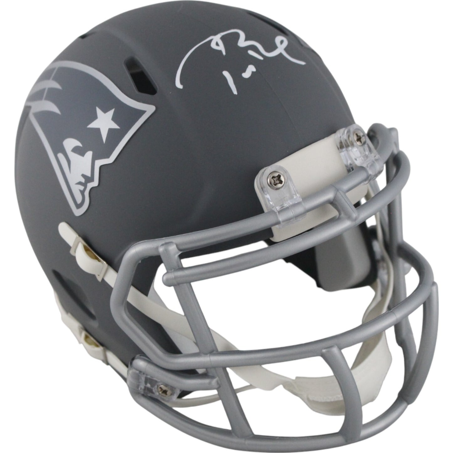 Tom Brady Autographed New England Patriots Slate Mini Helmet (Fanatics)
