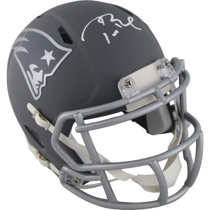 Tom Brady Autographed New England Patriots Slate Mini Helmet (Fanatics)