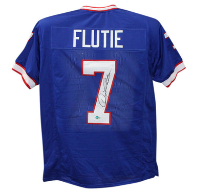 Doug Flutie Signed Buffalo Bills Custom Blue Football Jersey