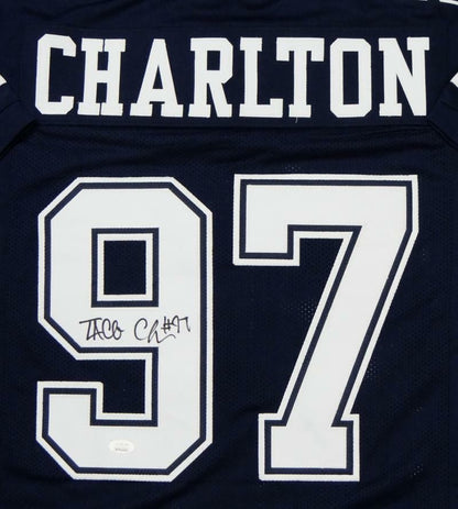 Taco Charlton Autographed Blue Custom Football Jersey
