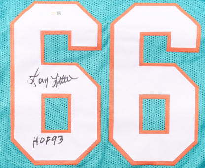 Larry Little Signed Miami Dolphins Teal Custom Jersey - HOF Inscribed