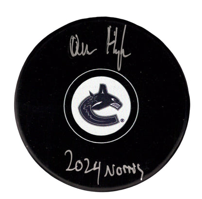 Quinn Hughes Signed Vancouver Canucks Logo Puck - 2024 Norris Inscription